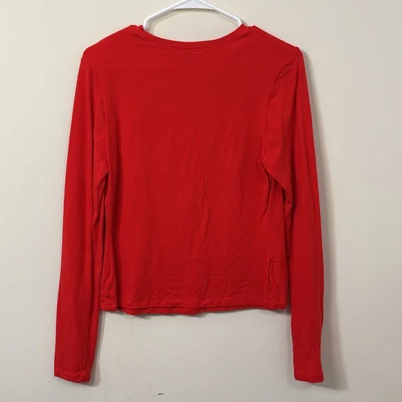SKIMS Cotton Stretch Jersey Long Sleeve Red Shirt Size XL - Picture 8 of 8